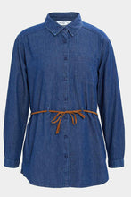 Load image into Gallery viewer, تونك دنيم طويل باللون الكحلي للبنات الكبار