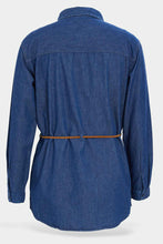 Load image into Gallery viewer, تونك دنيم طويل باللون الكحلي للبنات الكبار