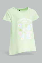Load image into Gallery viewer, تيشيرت مطبوع نعناعي للبنات الرضّع