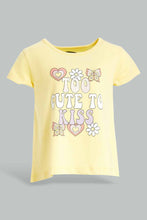 Load image into Gallery viewer, تيشيرت مطبوع أصفر للبنات الرضّع