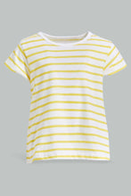 Load image into Gallery viewer, تيشيرت مخطط أبيض وأصفر للبنات الرضّع