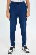 Load image into Gallery viewer, بنطلون جينز جوغر باللون الكحلي للأولاد الكبار