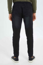 Load image into Gallery viewer, بنطلون جينز جوغر باللون الأسود للأولاد الكبار