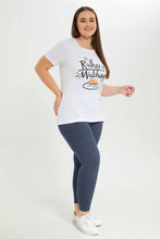 Load image into Gallery viewer, طقم ليغنغز باللون الأسود والأزرق للنساء (قطعتين)