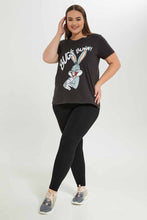 Load image into Gallery viewer, طفم ليغنغز باللون الأسود للنساء (قطعتين)