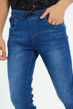 Load image into Gallery viewer, بنطلون جينز جوغر باللون الأزرق للأولاد الكبار