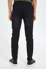 Load image into Gallery viewer, بنطلون جينز جوغر باللون الأسود للأولاد الكبار