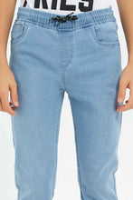 Load image into Gallery viewer, بنطلون جينز جوغر باللون الأزرق للأولاد الكبار
