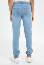 Load image into Gallery viewer, بنطلون جينز جوغر باللون الأزرق للأولاد الكبار