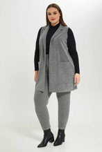 Load image into Gallery viewer, جاكيت طويل مزين باللون الرمادي للنساء
