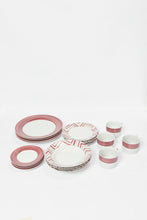 Load image into Gallery viewer, طقم عشاء مطبوع باللون الأبيض والوردي (20 قطعة)