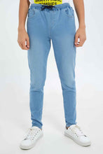 Load image into Gallery viewer, بنطلون جينز جوغر باللون الأزرق للأولاد الكبار