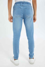 Load image into Gallery viewer, بنطلون جينز جوغر باللون الأزرق للأولاد الكبار