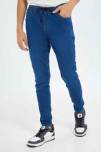 Load image into Gallery viewer, بنطلون جينز جوغر باللون الأزرق للأولاد الكبار