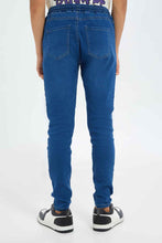 Load image into Gallery viewer, بنطلون جينز جوغر باللون الأزرق للأولاد الكبار