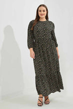 Load image into Gallery viewer, فستان بطبعة زهور باللون الأسود للنساء