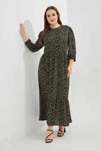 Load image into Gallery viewer, فستان بطبعة زهور باللون الأسود للنساء