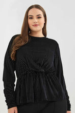 Load image into Gallery viewer, بلوزة بعقدة باللون الأسود للنساء