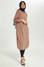 Load image into Gallery viewer, تونيك بياقة باللون الأحمر والأبيض للنساء