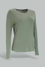 Load image into Gallery viewer, تيشيرت بأكمام طويلة باللون النعناعي للنساء