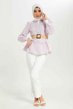 Load image into Gallery viewer, بنطلون باللون الأبيض بأزرار للنساء