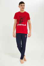 Load image into Gallery viewer, طقم ليلة ديدبول باللونين الأحمر والكحلي للأولاد (قطعتين)