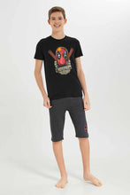 Load image into Gallery viewer, طقم بيجامة ديدبول للأولاد باللون الأسود والفحمي (قطعتان)