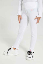 Load image into Gallery viewer, ليغينغز أبيض مضلع للبنات الصغار