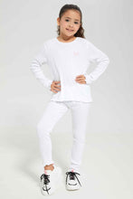 Load image into Gallery viewer, ليغينغز أبيض مضلع للبنات الصغار
