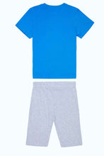Load image into Gallery viewer, بيجامة نوم باللون الأزرق و الرمادي بطبعة للأولاد