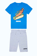 Load image into Gallery viewer, بيجامة نوم باللون الأزرق و الرمادي بطبعة للأولاد