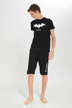 Load image into Gallery viewer, طقم بيجامة مطبوع باللون الأسود للأولاد الكبار