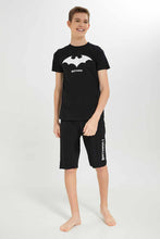 Load image into Gallery viewer, طقم بيجامة مطبوع باللون الأسود للأولاد الكبار