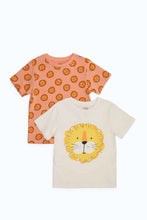 Load image into Gallery viewer, طقم تيشرت بطبعة باللون الأبيض والبرتقالي للأولاد الرضَع (قطعتين)