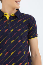 Load image into Gallery viewer, تيشيرت بولو مطبوع باللون الكحلي للأولاد الكبار
