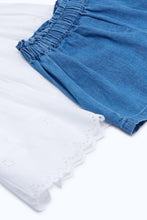 Load image into Gallery viewer, طقم كاجوال باللون الأزرق والأبيض للبنات الرضّع (قطعتين)