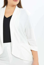 Load image into Gallery viewer, جاكيت سادة باللون الأبيض للنساء بمقاسات كبيرة