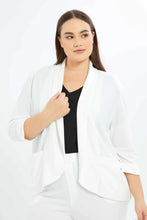 Load image into Gallery viewer, جاكيت سادة باللون الأبيض للنساء بمقاسات كبيرة