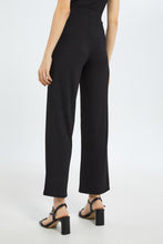 Load image into Gallery viewer, بنطلون واسع سادة باللون الأسود للنساء