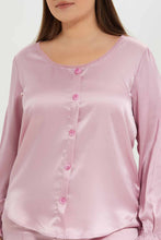 Load image into Gallery viewer, بلوزة ستان باللون البنفسجي للنساء