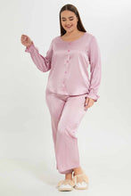 Load image into Gallery viewer, بنطلون برجل واسعة باللون البنفسجي للنساء