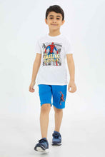 Load image into Gallery viewer, شورت بطبعة سبايدرمان باللون الأزرق للأولاد الصغار