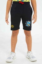 Load image into Gallery viewer, شورت بات مان باللون الأسود للأولاد الصغار