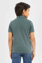 Load image into Gallery viewer, تي شيرت بولو للأولاد بياقة واقفة باللون الرمادي