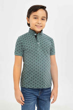 Load image into Gallery viewer, تي شيرت بولو للأولاد بياقة واقفة باللون الرمادي