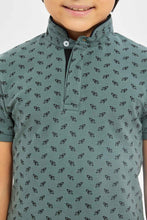 Load image into Gallery viewer, تي شيرت بولو للأولاد بياقة واقفة باللون الرمادي