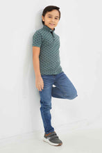 Load image into Gallery viewer, تي شيرت بولو للأولاد بياقة واقفة باللون الرمادي
