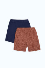 Load image into Gallery viewer, شورت بوبلين باللون الكحلي والنحاسي للأولاد الرضّع (قطعتين)