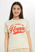 Load image into Gallery viewer, تيشيرت باللون البيج مطبوع للبنات الكبار