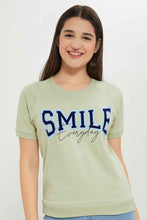 Load image into Gallery viewer, تيشيرت توب بناتي رمادي بأكمام ريجلان